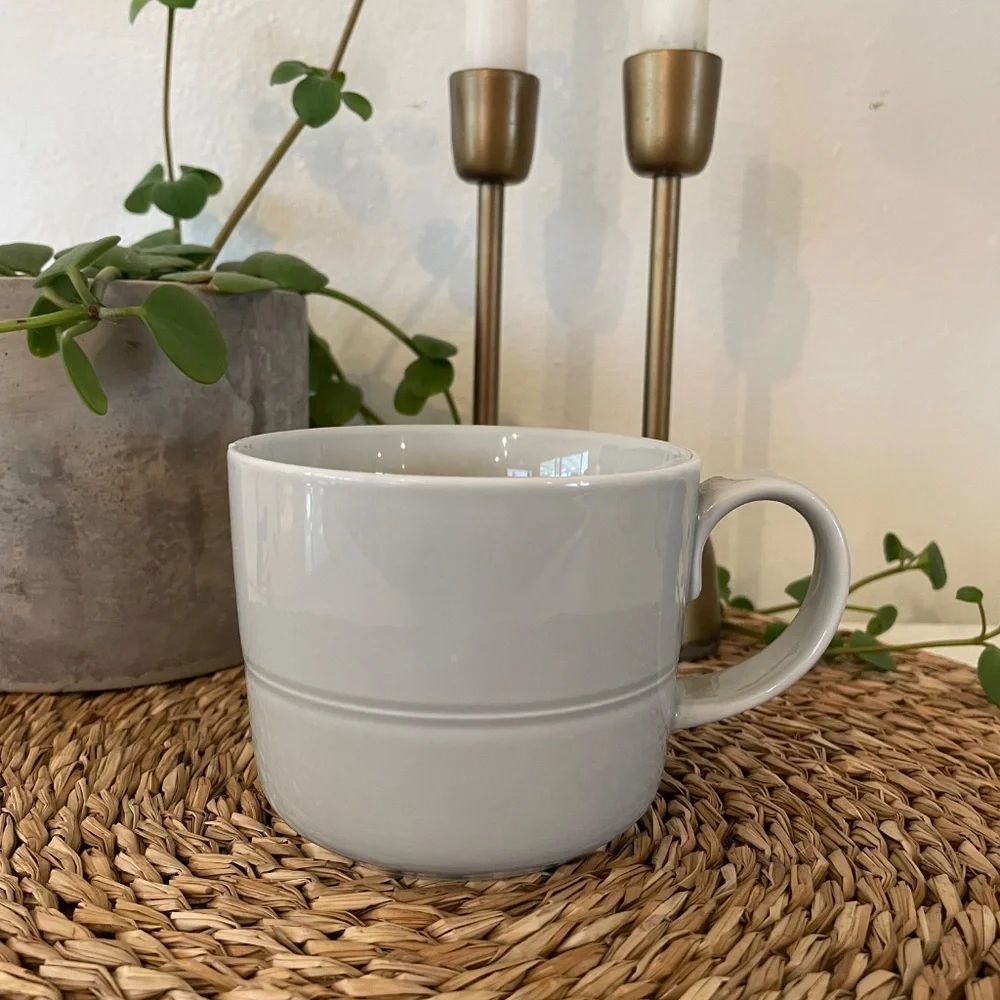 Crate & Barrel HUE Light Gray Mug by Aaron Probyn Grey Coffee Cup Indonesia